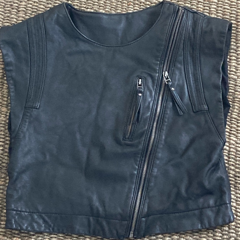 IRO buttery black calf leather crop vest. Like new.